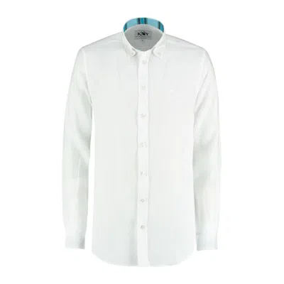 Koy Clothing Men's White Linen Shirt - Button Down Collar