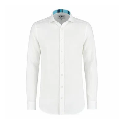 Koy Clothing Men's White Linen Shirt - Cutaway Collar