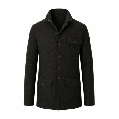 Koy Clothing Men's Wool Safari Jacket - Artillery Green In White