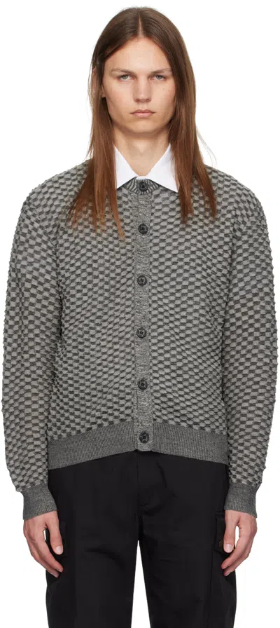 Kozaburo Black & Gray Honeycomb Cardigan In Beigexcharcoal