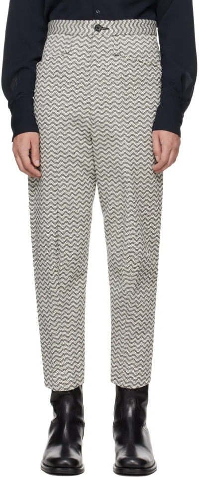 Kozaburo Black & White 3d Shaped Trousers In Black X White