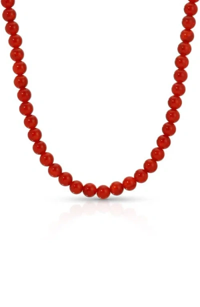 Kozakh Carnelian Beaded Necklace, 6mm In Red