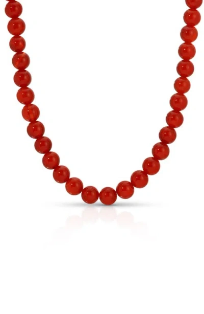 Kozakh Carnelian Beaded Necklace, 8mm In Gray