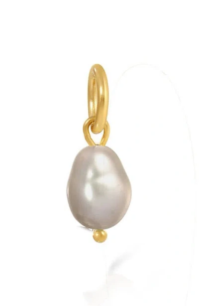 Kozakh Grey Freshwater Pearl Charm In Gold