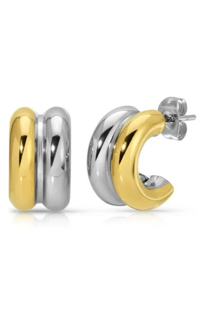 Kozakh Mini Blunt Mixed Hoop Earrings In Gold