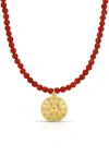 Kozakh Red Sun Necklace In Red