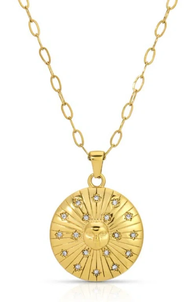 Kozakh Sun Medallion Necklace In Gold