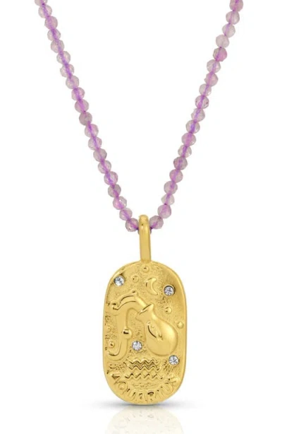 Kozakh Sunrise Zodiac Pendant Necklace In Gold