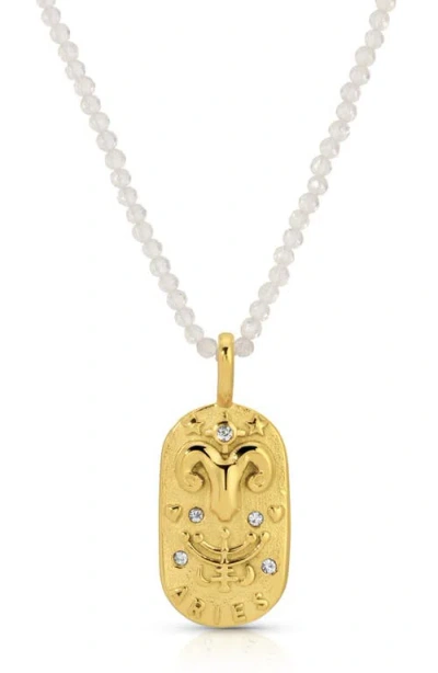 Kozakh Sunrise Zodiac Pendant Necklace In Gold