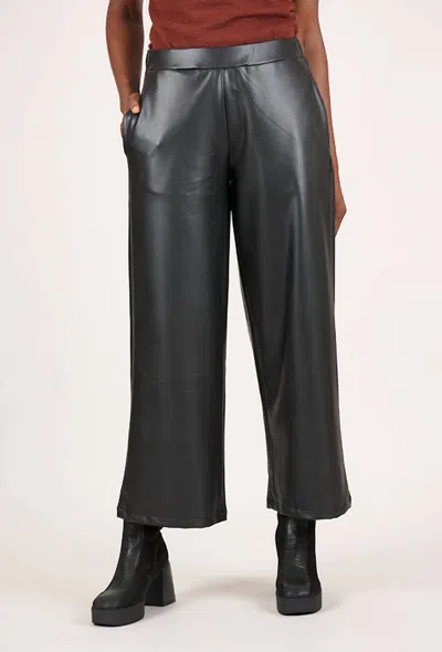 Kozan Renae Leather Wide Leg Pant In Black