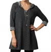 Kozan Textured Tunic Top In Black Print In Black
