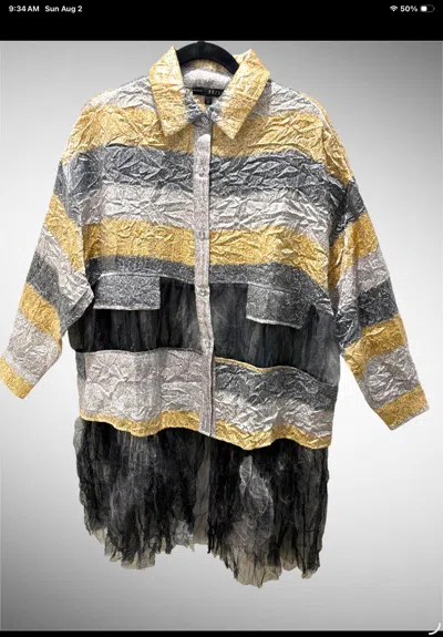 Kozan Women's Zuma Blouse With Mesh Bottom In Multi; Black, Gold, Silver In Red
