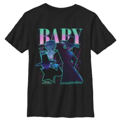 Kpop Demon Hunters Kids' Boy's  Baby Saja Collage  Graphic T-shirt In Black