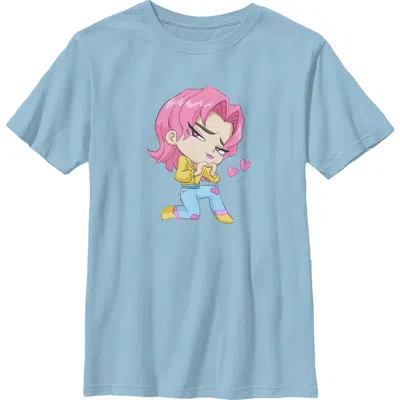 Kpop Demon Hunters Kids' Boy's  Chibi Romance Heart  Graphic T-shirt In Blue