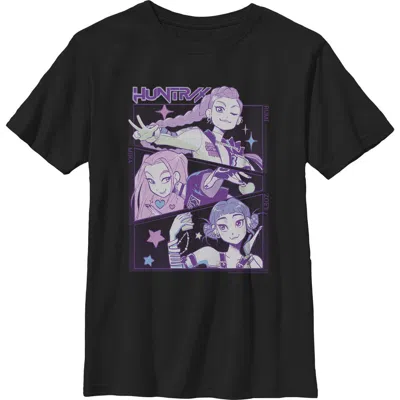 Kpop Demon Hunters Kids' Boy's  Huntrix Group Panels  Graphic T-shirt In Black