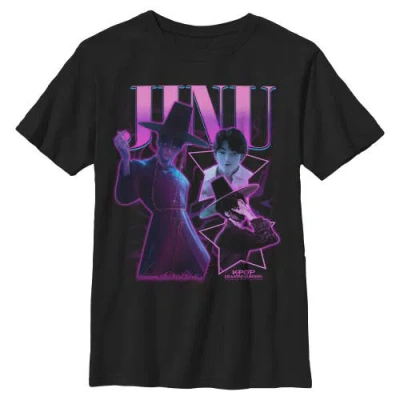 Kpop Demon Hunters Kids' Boy's  Jinu Saja Collage  Graphic T-shirt In Black