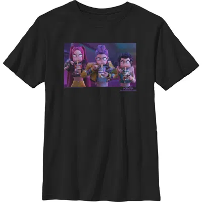 Kpop Demon Hunters Kids' Boy's  Rumi, Mira And Zoey Ramyeon  Graphic T-shirt In Black