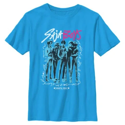 Kpop Demon Hunters Kids' Boy's  Saja Boys Portrait  Graphic T-shirt In Blue