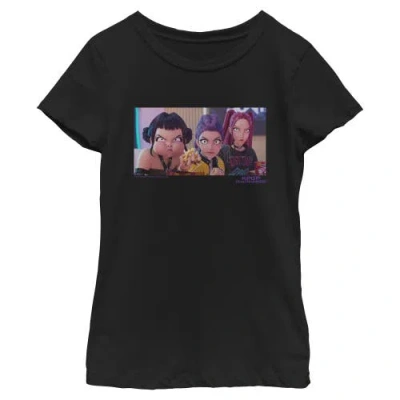 Kpop Demon Hunters Kids' Girl's  Angry Trio Scene  Graphic T-shirt In Black