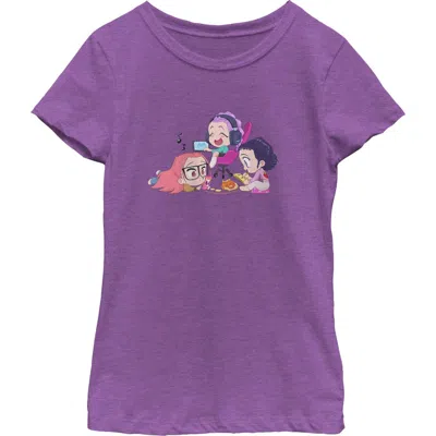 Kpop Demon Hunters Kids' Girl's  Chibi Girls Playing  Graphic T-shirt In Purple