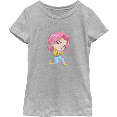 Kpop Demon Hunters Kids' Girl's  Chibi Romance Heart  Graphic T-shirt In Gray
