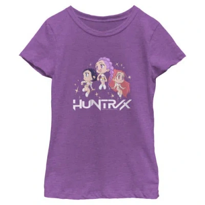 Kpop Demon Hunters Kids' Girl's  Chibi Trio Huntrix  Graphic T-shirt In Purple