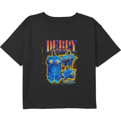 Kpop Demon Hunters Kids' Girl's  Derpy And Sussie Mascot Friends  Graphic T-shirt In Black