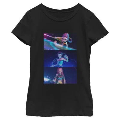 Kpop Demon Hunters Kids' Girl's  Group Shot Trio  Graphic T-shirt In Black