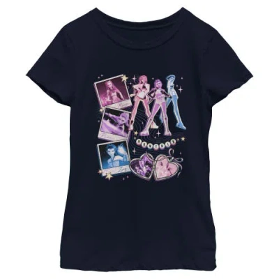 Kpop Demon Hunters Kids' Girl's  Huntrix Cute Instant Film Portrait  Graphic T-shirt In Blue