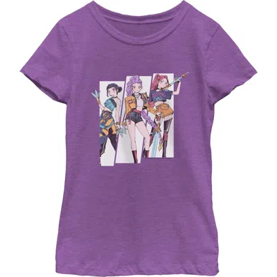 Kpop Demon Hunters Kids' Girl's  Huntrix Manhwa Style  Graphic T-shirt In Purple