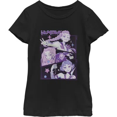 Kpop Demon Hunters Kids' Girl's  Huntr/x Group Comic Panels  Graphic T-shirt In Black