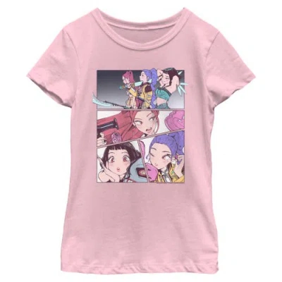Kpop Demon Hunters Kids' Girl's  Huntr/x Manhwa Comic Panels  Graphic T-shirt In Pink