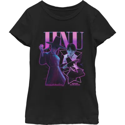 Kpop Demon Hunters Kids' Girl's  Jinu Saja Collage  Graphic T-shirt In Black
