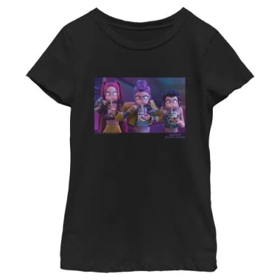 Kpop Demon Hunters Kids' Girl's  Rumi, Mira And Zoey Ramyeon  Graphic T-shirt In Black