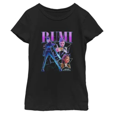 Kpop Demon Hunters Kids' Girl's  Rumi Super Star Logo  Graphic T-shirt In Black