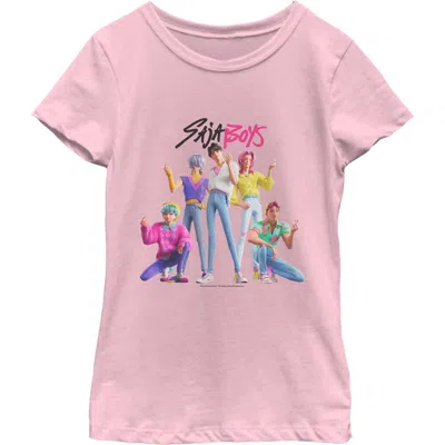 Kpop Demon Hunters Kids' Girl's  Saja Boys Classic Poses Graphic T-shirt In Pink
