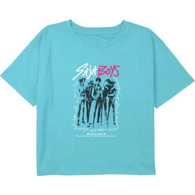 Kpop Demon Hunters Kids' Girl's  Saja Boys Idols Portrait  Graphic T-shirt In Blue