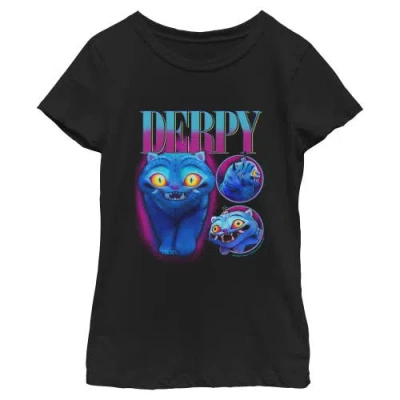Kpop Demon Hunters Kids' Girl's  Supernatural Derpy  Graphic T-shirt In Black