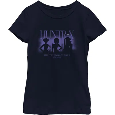 Kpop Demon Hunters Kids' Girl's  The Takedown Tour Silhouette  Graphic T-shirt In Blue