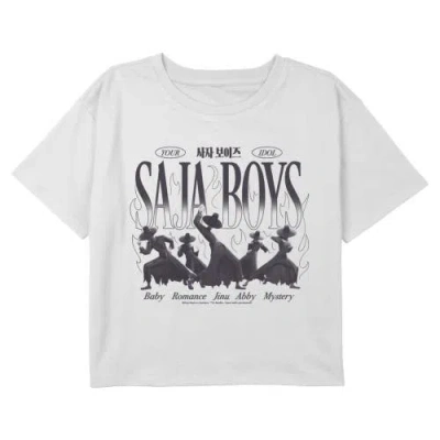 Kpop Demon Hunters Kids' Girl's  Your Saja Boys Idols Flames  Graphic T-shirt In White