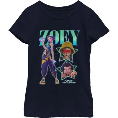 Kpop Demon Hunters Kids' Girl's  Zoey Super Star Logo  Graphic T-shirt In Blue
