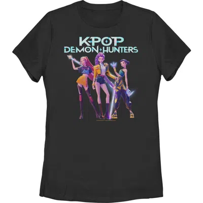 Kpop Demon Hunters Girls Group Shot  Graphic T-shirt In Black