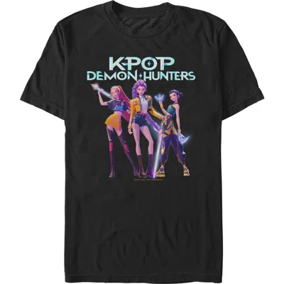 Kpop Demon Hunters Girls Group Shot  Graphic T-shirt In Black