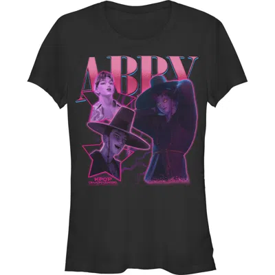 Kpop Demon Hunters Kids' Junior's  Abby Saja Collage  Graphic T-shirt In Black