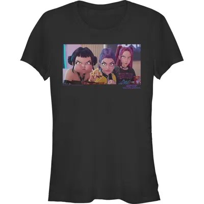 Kpop Demon Hunters Kids' Junior's  Angry Trio Scene  Graphic T-shirt In Black