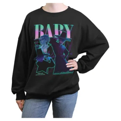 Kpop Demon Hunters Junior's  Baby Saja Collage Stars Sweatshirt In Black