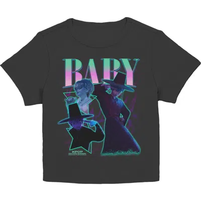Kpop Demon Hunters Junior's  Baby Saja Collage Superstar Graphic T-shirt In Gray