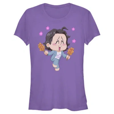 Kpop Demon Hunters Kids' Junior's  Bobby Corn Dog  Graphic T-shirt In Purple