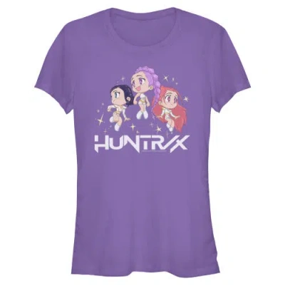 Kpop Demon Hunters Kids' Junior's  Chibi Trio Huntrix  Graphic T-shirt In Purple