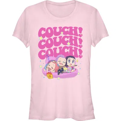 Kpop Demon Hunters Kids' Junior's  Cute Friendship Couch Time  Graphic T-shirt In Pink